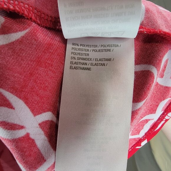 Susan Graver Womens 1X Red White Blouse Top Chainlink Layered 3/4 Sleeve Stretch - Picture 5 of 15